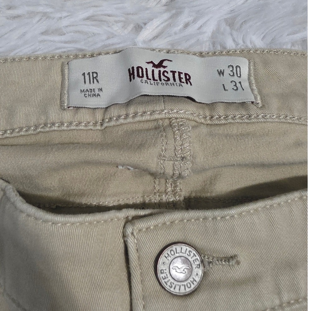 Hollister Skinny Khaki Pants Womens 11R W30 L31 Tan Low Rise Chino‎ Trousers - Picture 3 of 6